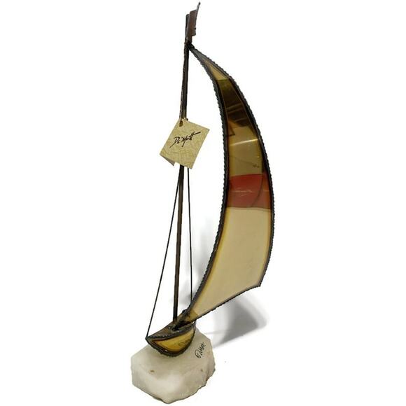 De Mott Sailboat Single Sale On Onyx Base 15 Inches High New With Tag - Picture 2 of 8